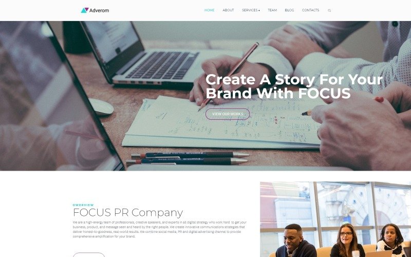 Adverom – PR Company Multipurpose Modern WordPress Elementor Theme