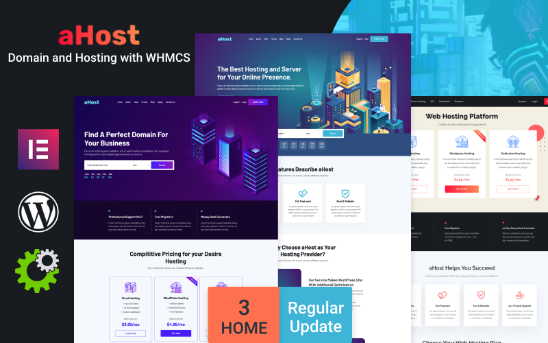 aHost – Domain and Hosting theme with WHMCS Support WordPress Theme