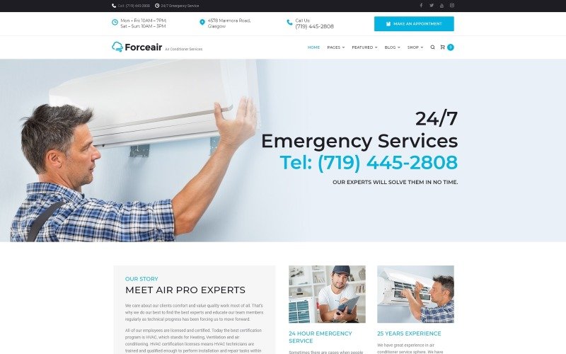 Forceair – Air Conditioner Services WordPress Theme