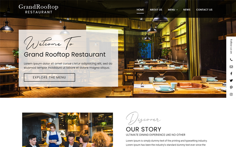 Grand Rooftop Restaurant WordPress Theme