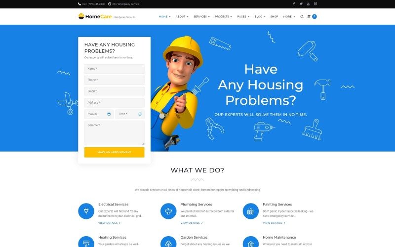HomeCare - Handyman Services Responsive WordPress Theme