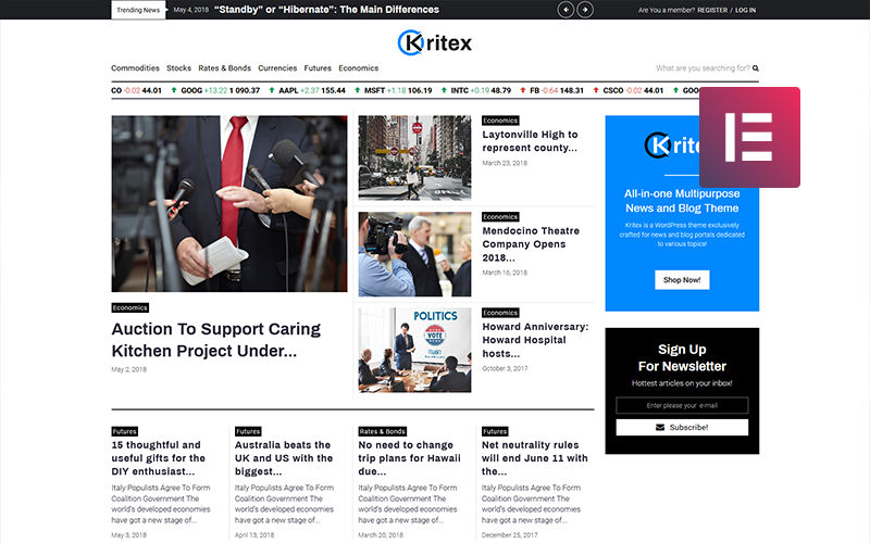 Kritex – Corporate News Blog Modern WordPress Elementor Theme